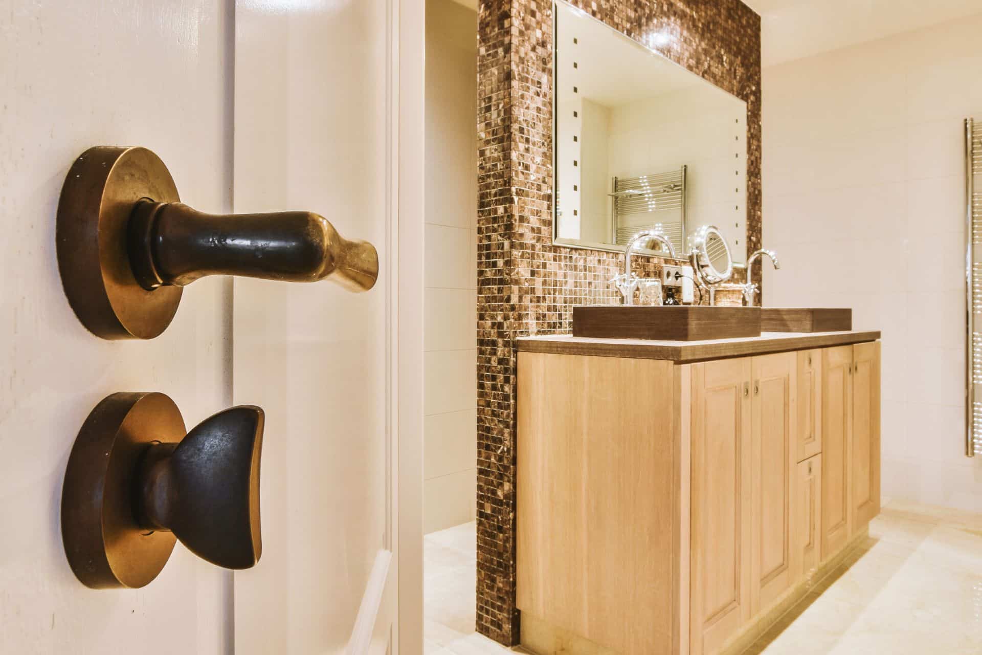 wooden bathroom vanity