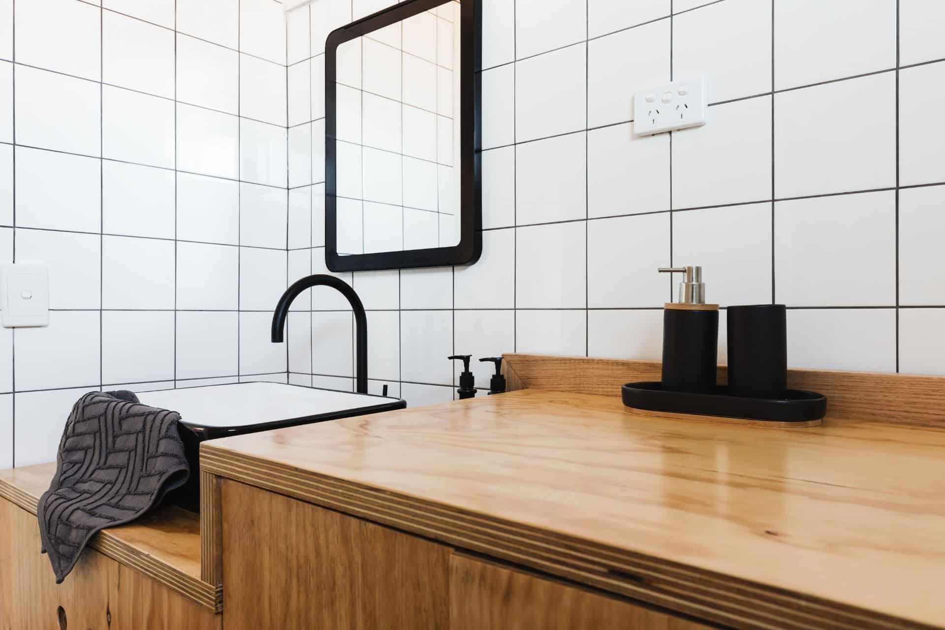 wooden bathroom vanity