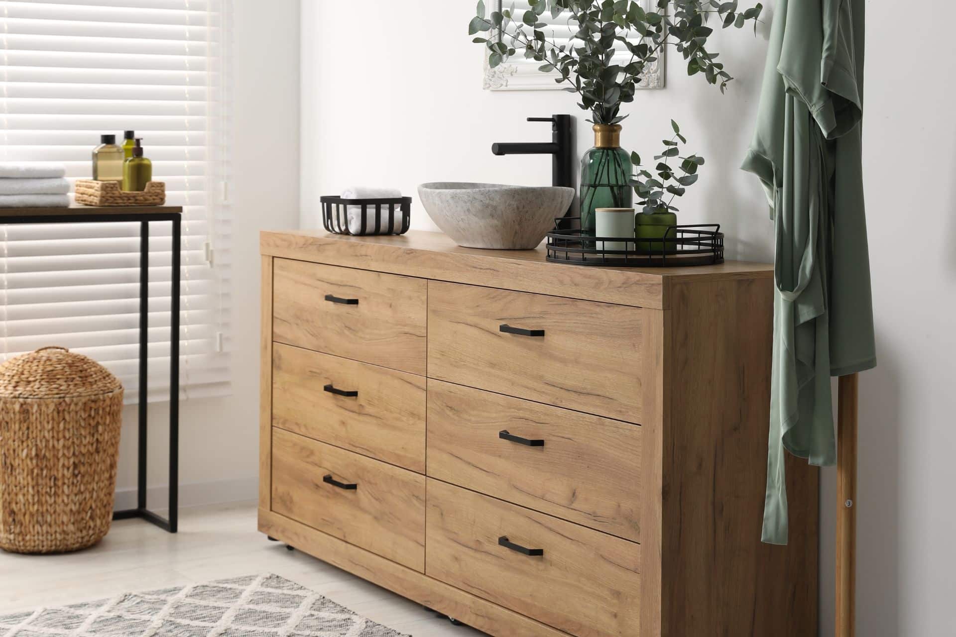 wooden bathroom vanity