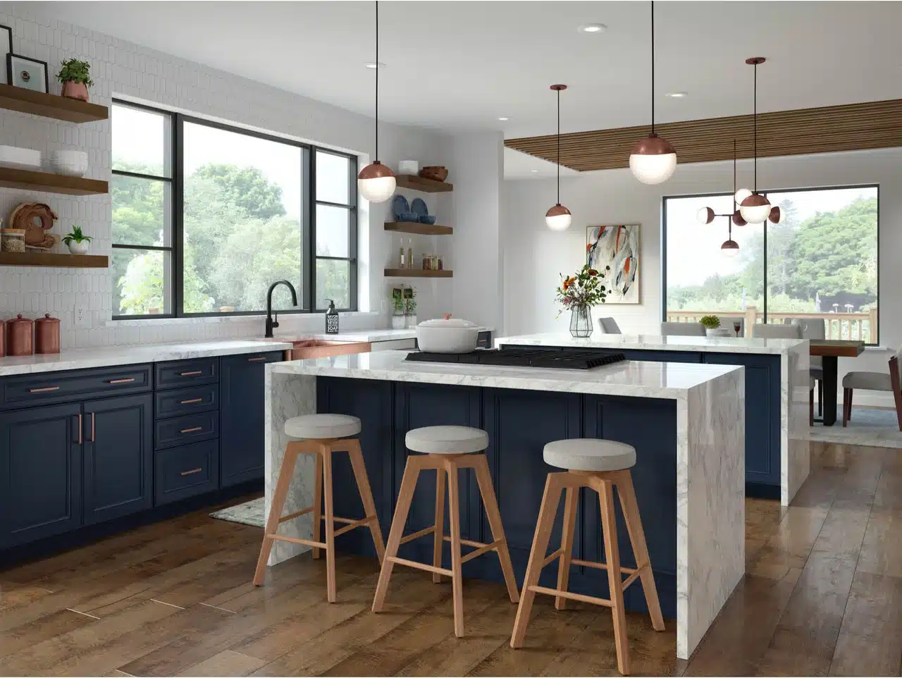 dark blue kitchen cabinets