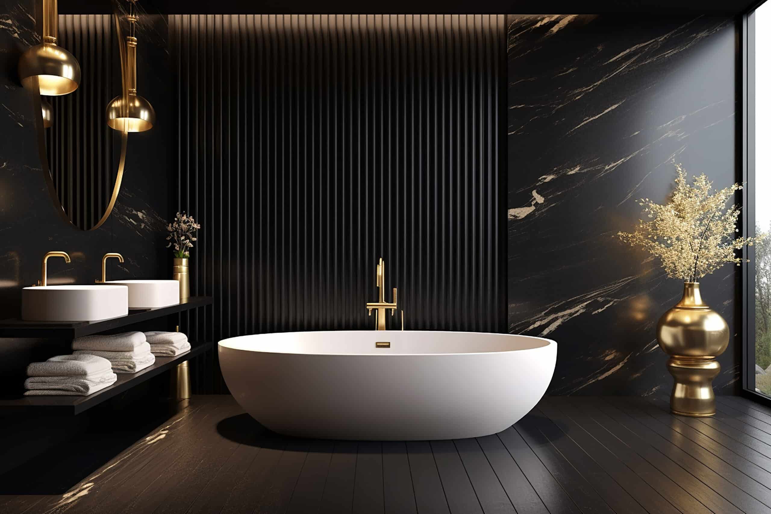 3d rendering modern black bathroom with luxury tile decor 1 scaled