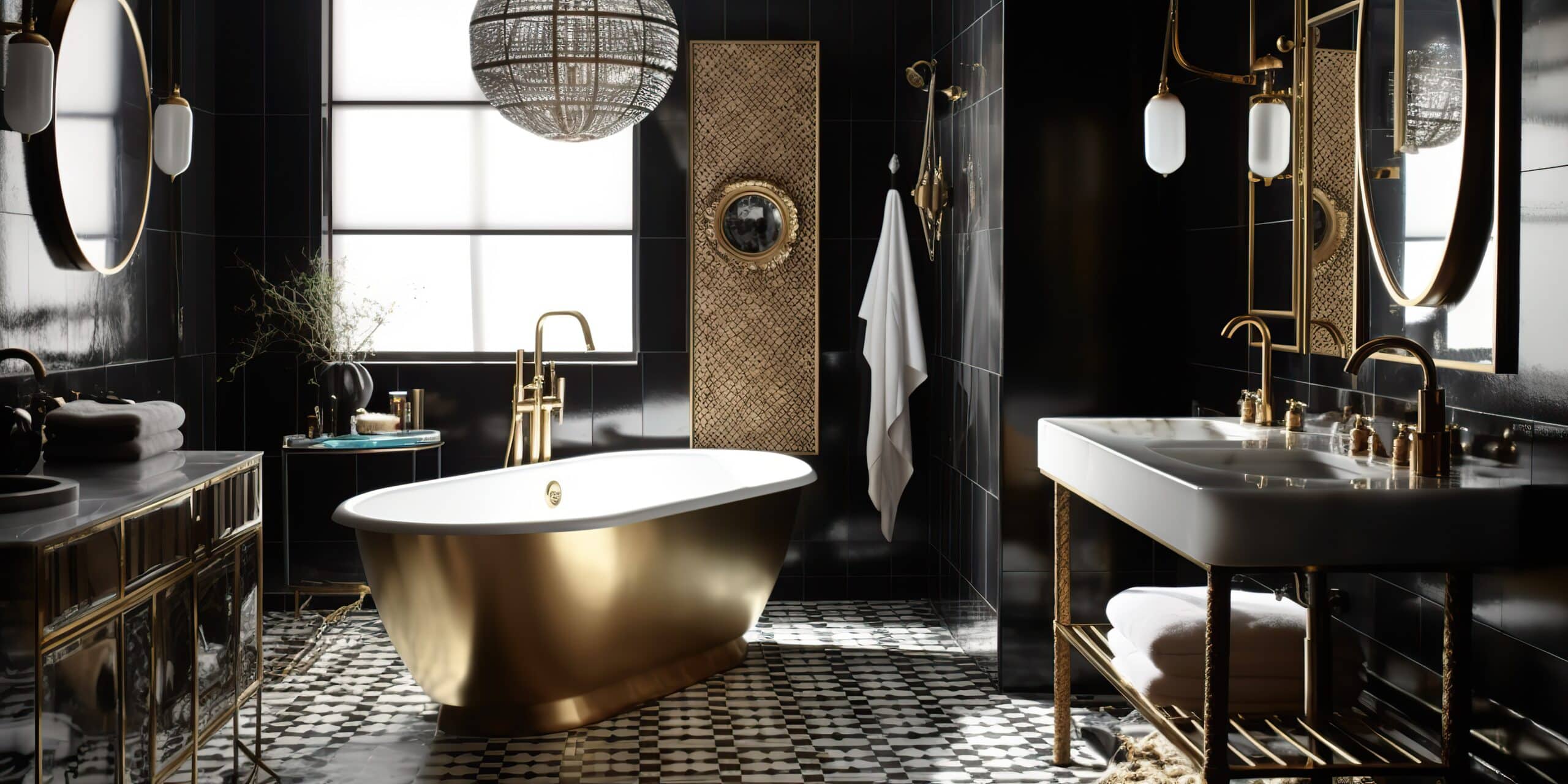 Black and gold bathroom idea  Gold bathroom decor, Bathroom design black,  Bathroom design luxury