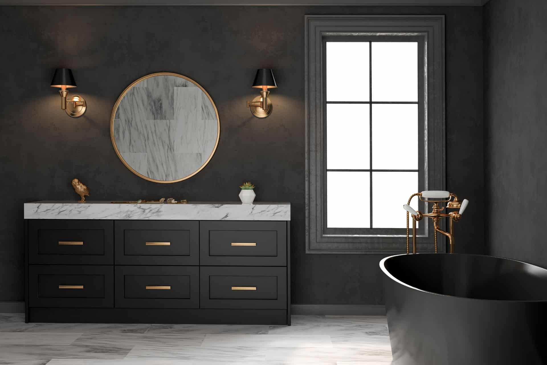 black and gold bathroom