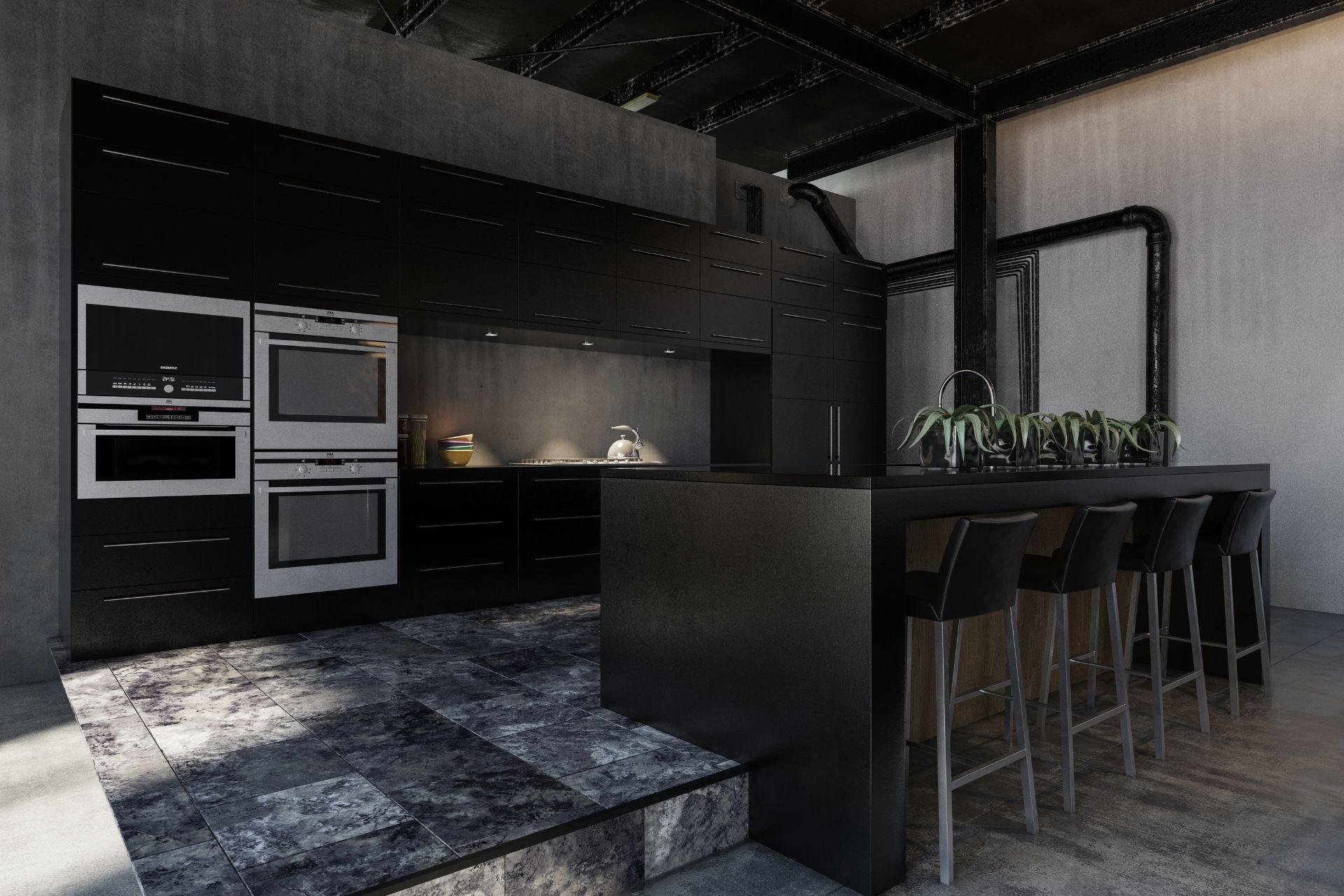 black kitchen