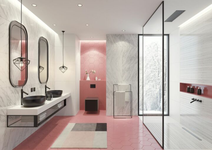 pink tile bathroom