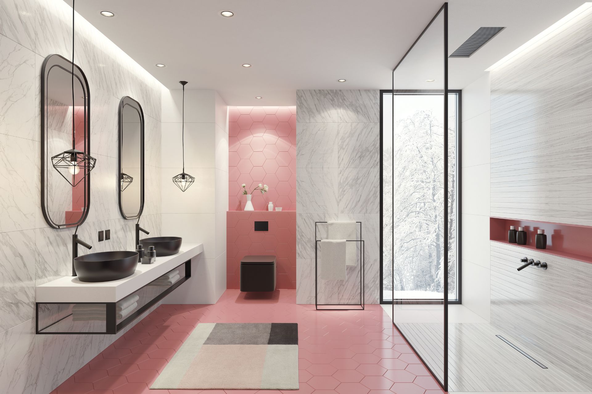 pink tile bathroom