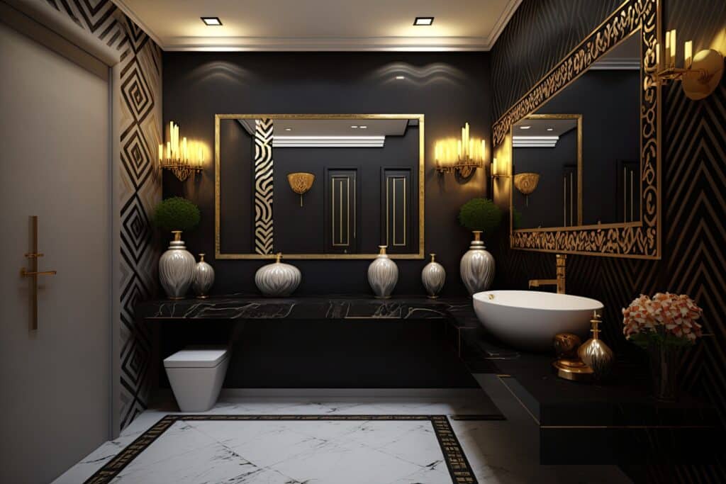 black and gold bathroom