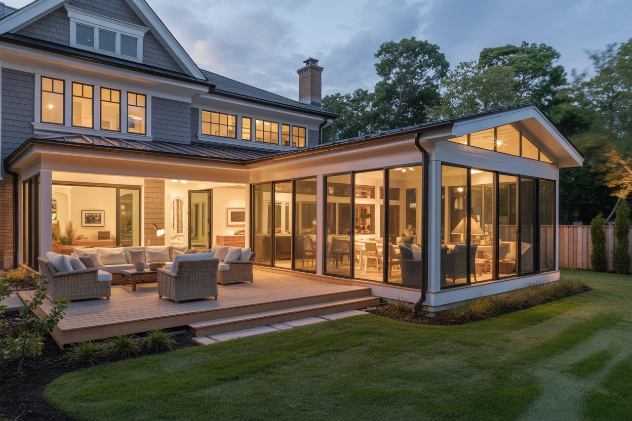 Home addition construction expanding living space with modern design