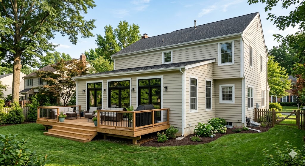 Home Addition Project with wood Deck