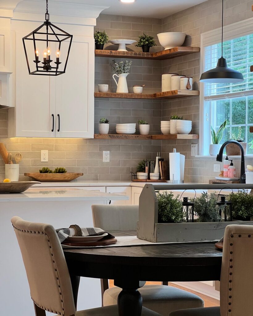 Kitchen with improved lighting over the work and dining areas