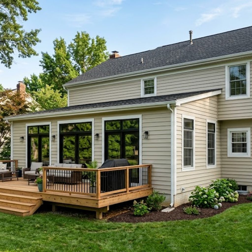 Home Addition Project with wood Deck